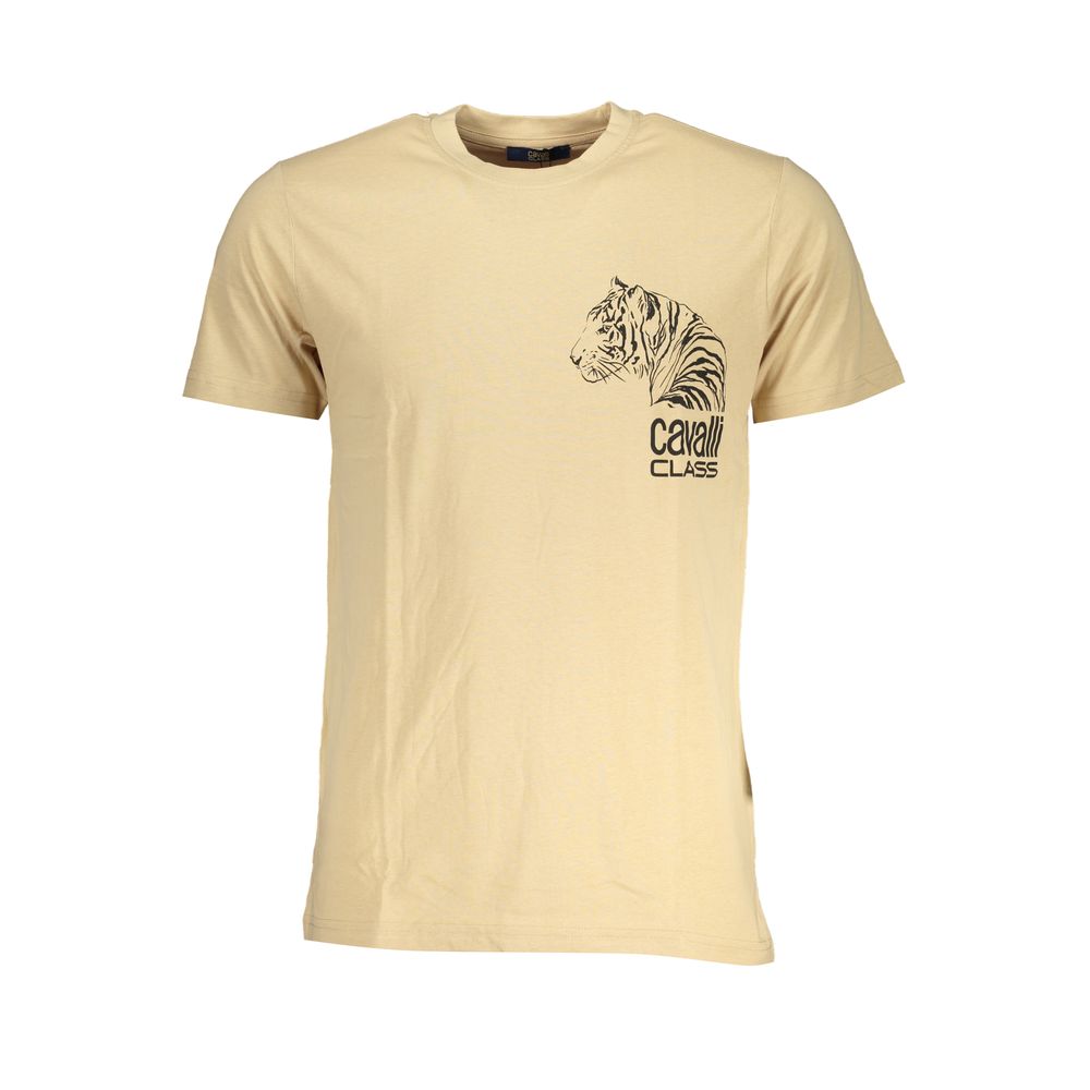 Cavalli Class Beige Cotton Men T-Shirt Cavalli Class
