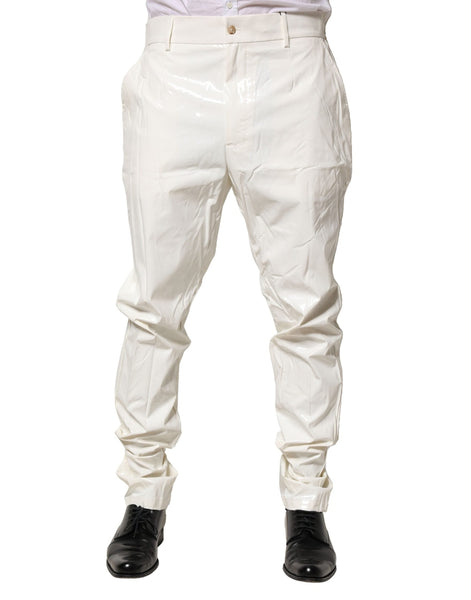 Dolce & Gabbana White Nylon Tapered Dress Men Pants Dolce & Gabbana