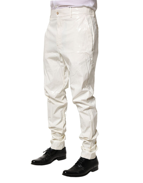 Dolce & Gabbana White Nylon Tapered Dress Men Pants Dolce & Gabbana