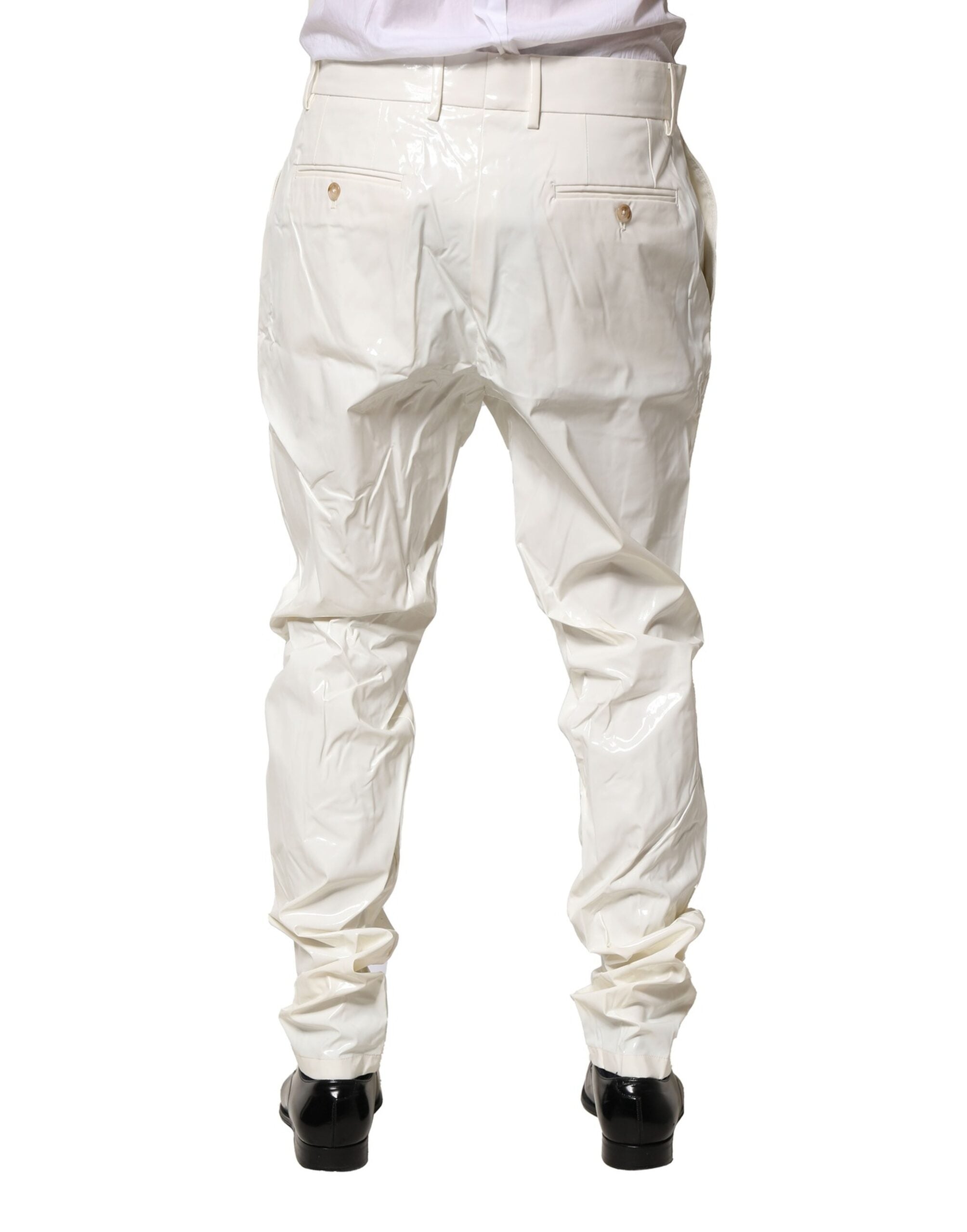Dolce & Gabbana White Nylon Tapered Dress Men Pants Dolce & Gabbana
