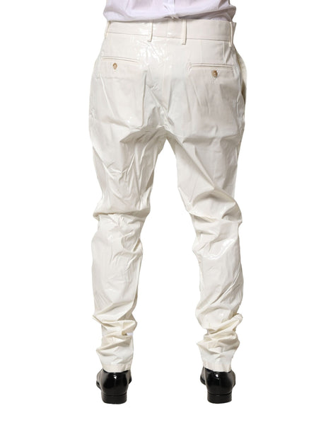 Dolce & Gabbana White Nylon Tapered Dress Men Pants Dolce & Gabbana