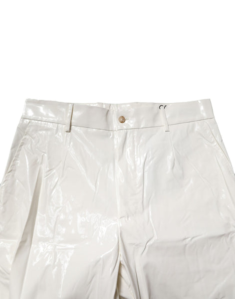 Dolce & Gabbana White Nylon Tapered Dress Men Pants Dolce & Gabbana