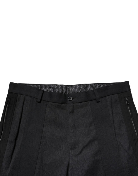 Dolce & Gabbana Black Cotton Dress Slim Formal Pants Dolce & Gabbana