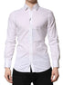 Dolce & Gabbana White GOLD Cotton Men Dress Formal Shirt