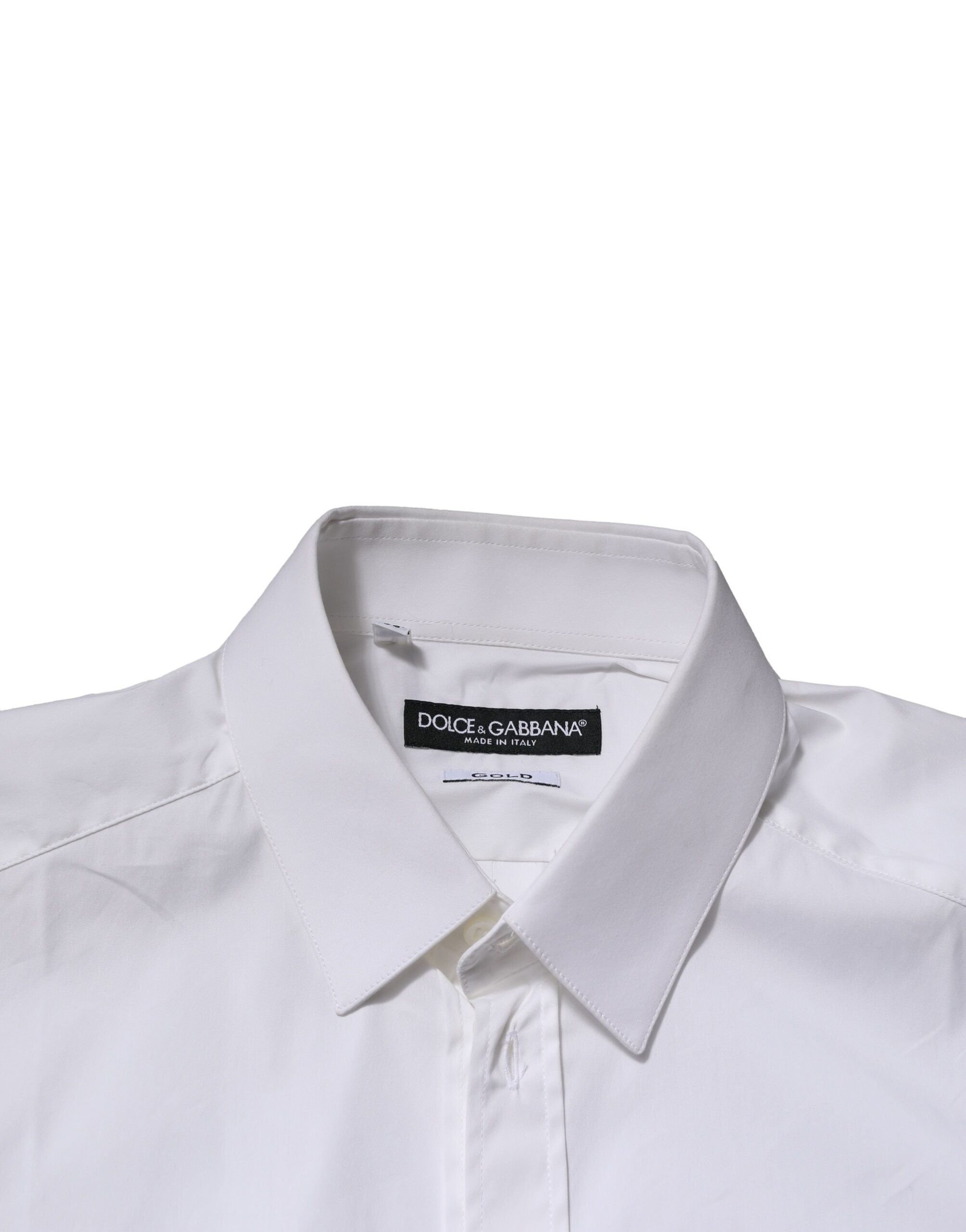 Dolce & Gabbana White GOLD Cotton Men Dress Formal Shirt Dolce & Gabbana