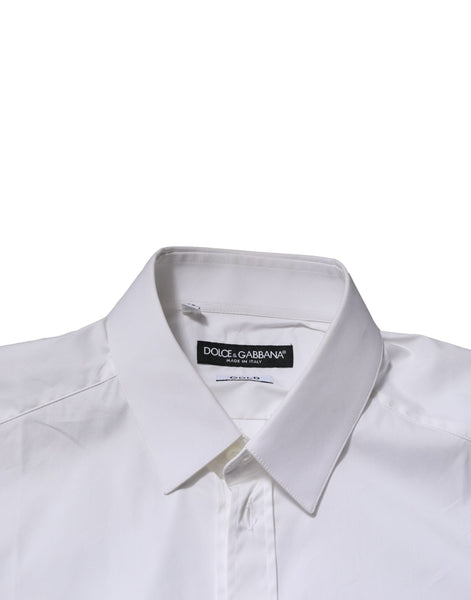 Dolce & Gabbana White GOLD Cotton Men Dress Formal Shirt Dolce & Gabbana