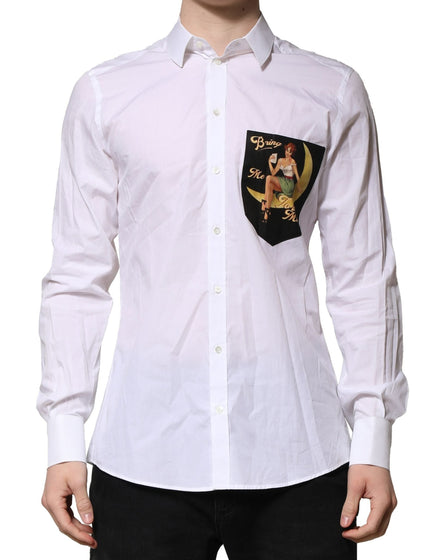 Dolce & Gabbana White MARTINI Long Sleeves Men Formal Shirt Dolce & Gabbana