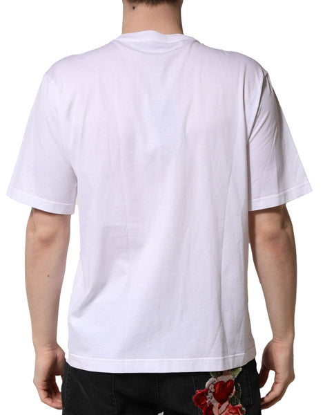 Dolce & Gabbana White Embellished Cotton Crew Neck T-shirt Dolce & Gabbana