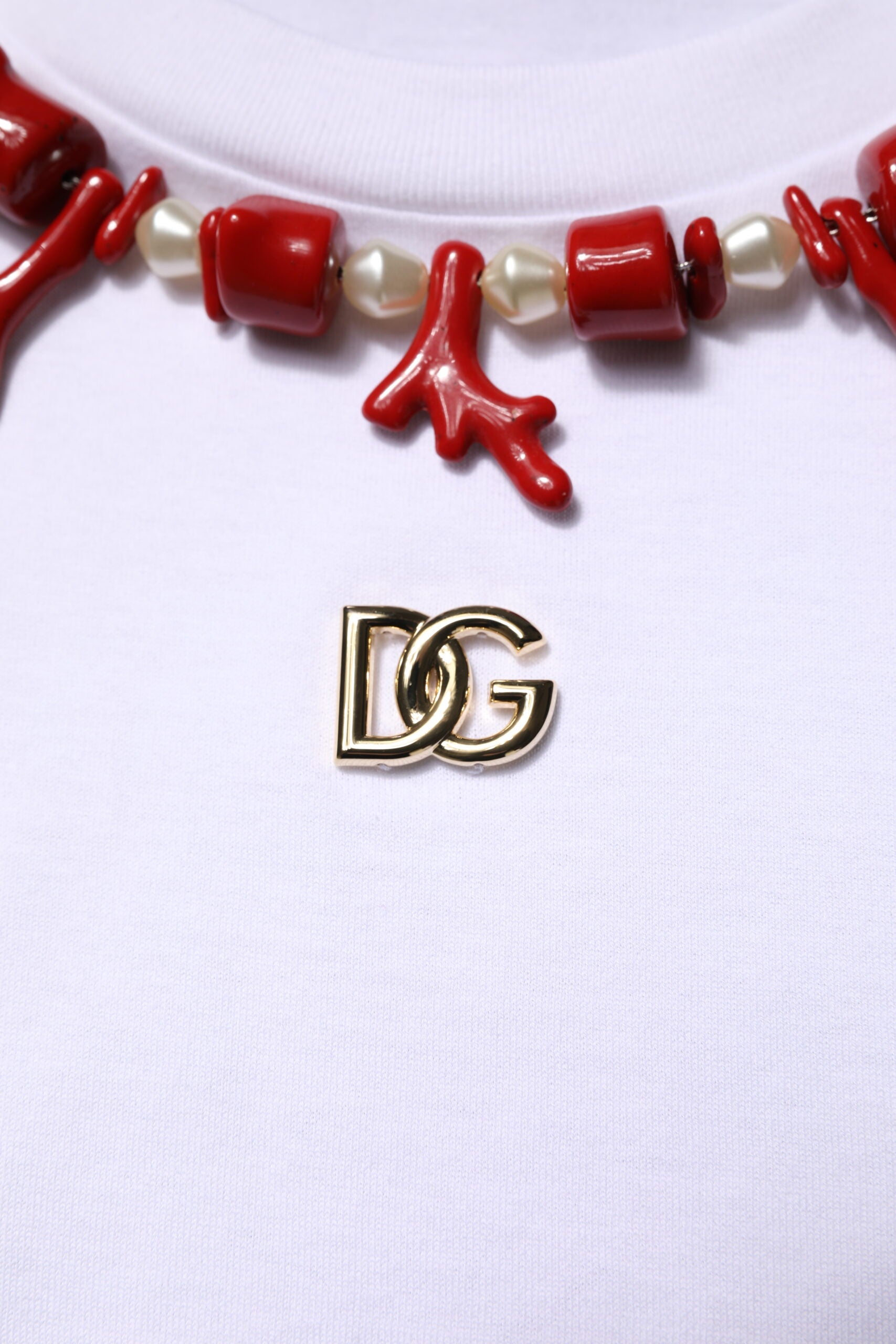 Dolce & Gabbana White Embellished Cotton Crew Neck T-shirt Dolce & Gabbana