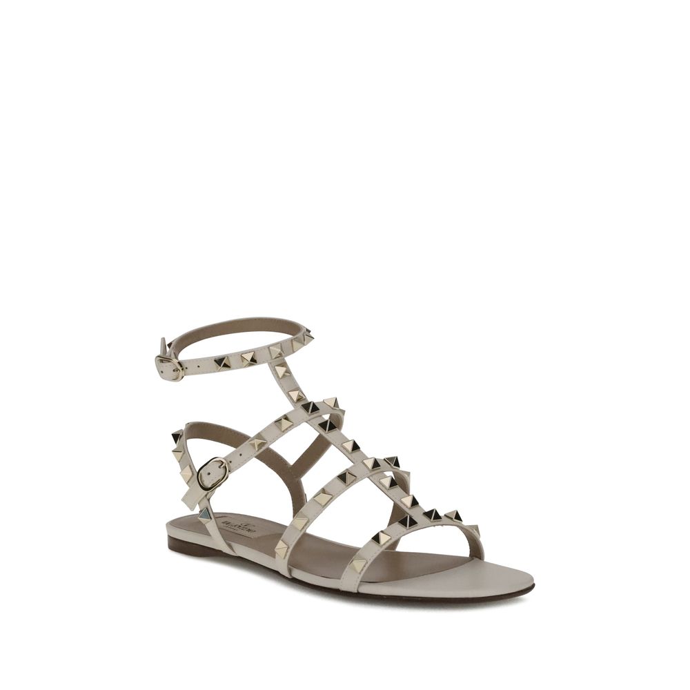 Valentino Garavani White Calf Leather Bos Taurus Sandals Valentino Garavani