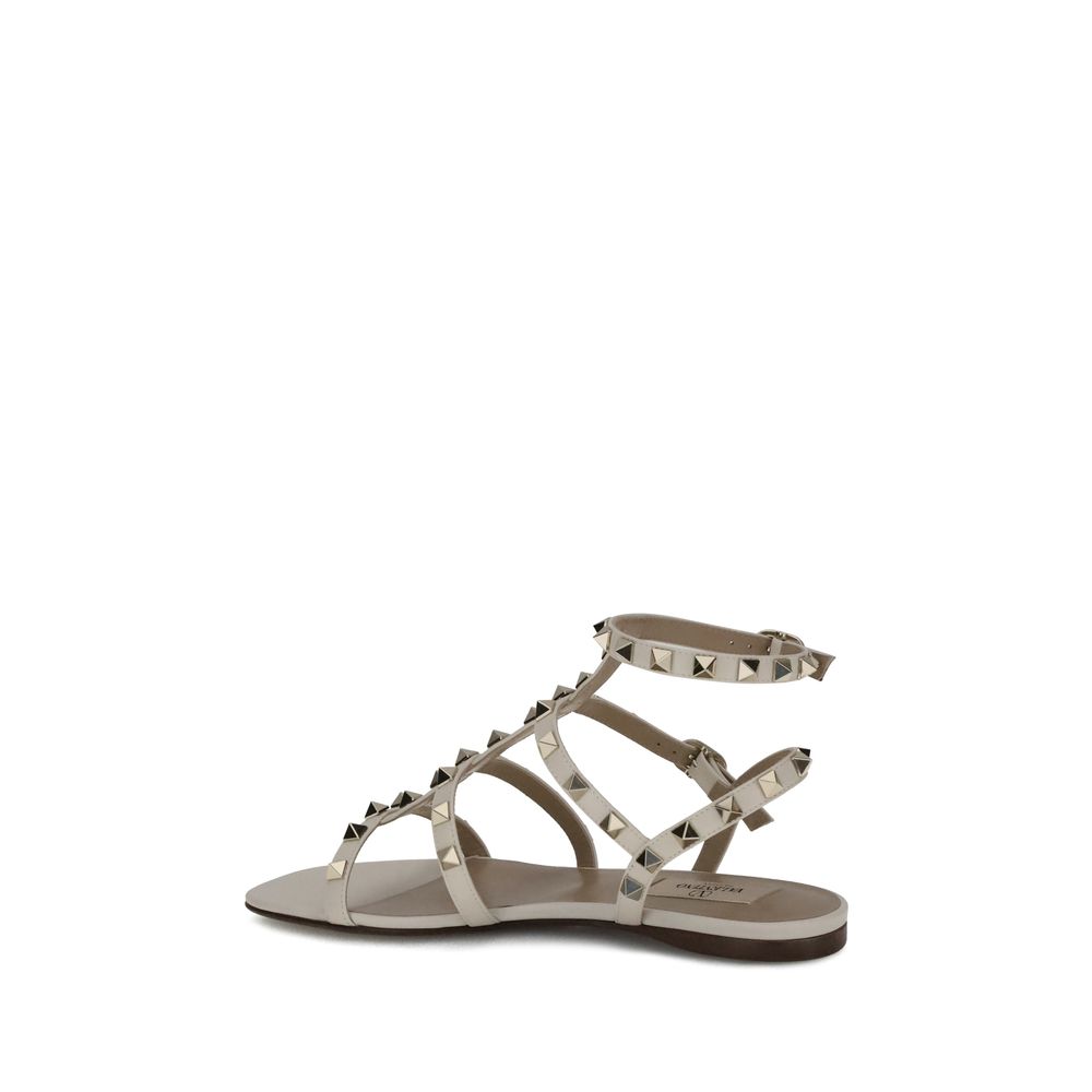Valentino Garavani White Calf Leather Bos Taurus Sandals Valentino Garavani