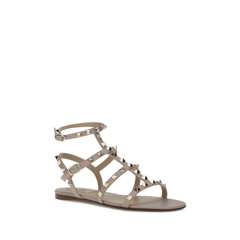 Valentino Garavani Gray Calf Leather Bos Taurus Sandals Valentino Garavani
