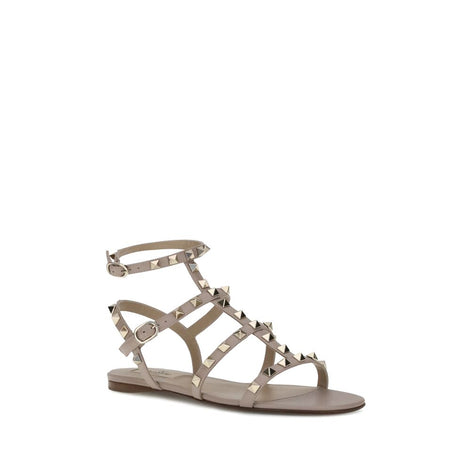 Valentino Garavani Gray Calf Leather Bos Taurus Sandals Valentino Garavani