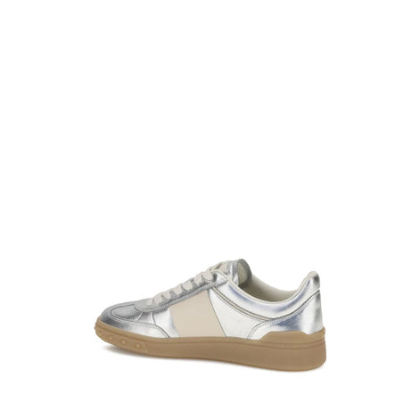 Valentino Garavani Silver Calf Leather Bos Taurus Low Top Sneakers Valentino Garavani