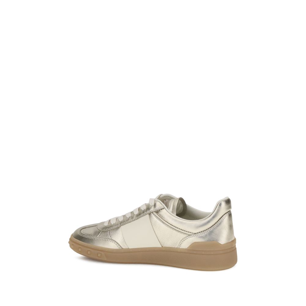 Valentino Garavani Gold Calf Leather Bos Taurus Low Top Sneakers Valentino Garavani