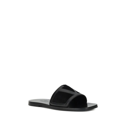 Valentino Garavani Black Calf Leather Bos Taurus Sandals Valentino Garavani