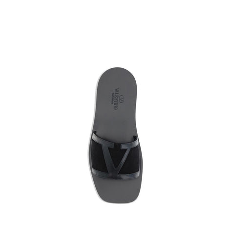 Valentino Garavani Black Calf Leather Bos Taurus Sandals Valentino Garavani