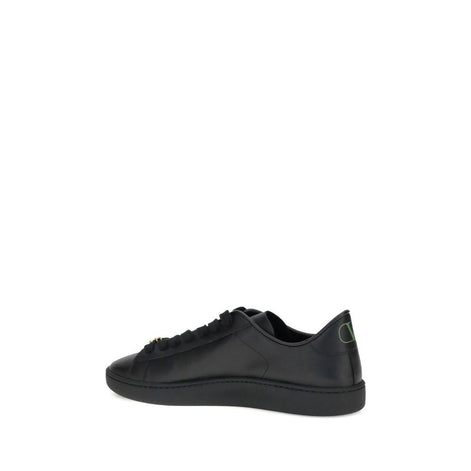 Valentino Garavani Black Calf Leather Bos Taurus Low Top Sneakers Valentino Garavani