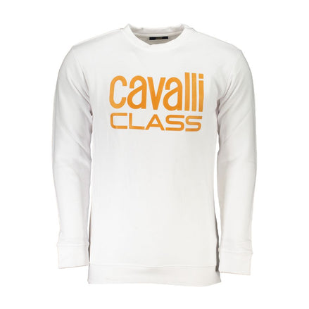 Cavalli Class White Cotton Men Sweatshirt Cavalli Class