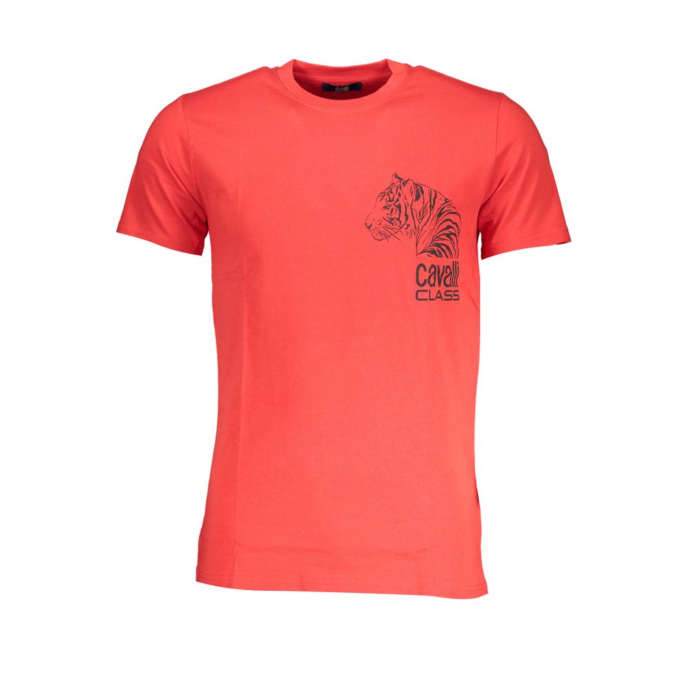 Cavalli Class Rosso Cotton Men T-Shirt Cavalli Class