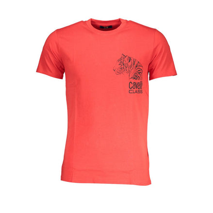Cavalli Class Rosso Cotton Men T-Shirt Cavalli Class