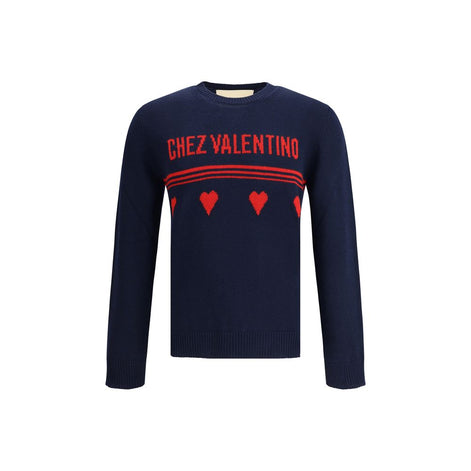 Valentino Blue Fleece Wool Sweatshirt Valentino