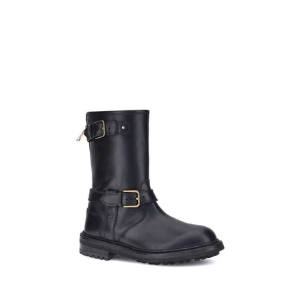 Dolce & Gabbana Black Calf Leather Bos Taurus Lace-Up Boots Dolce & Gabbana