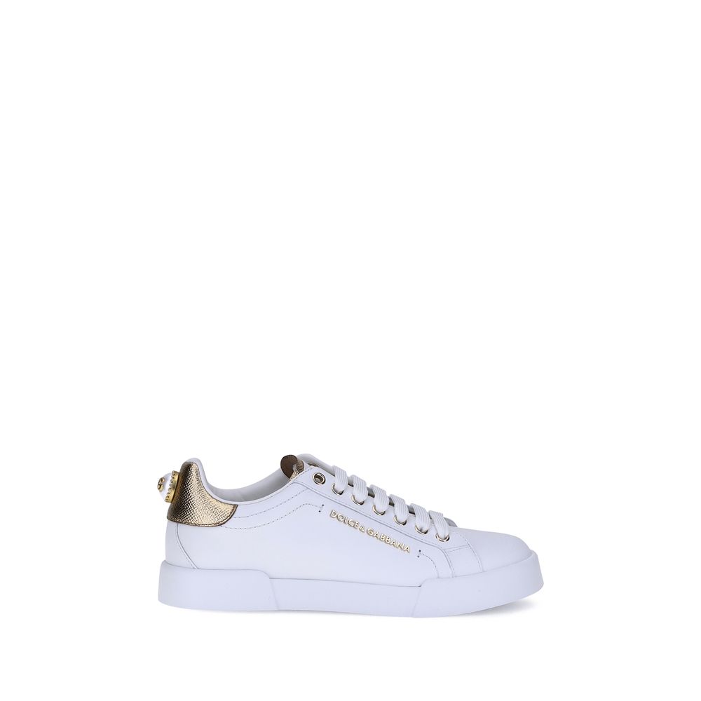Dolce & Gabbana White Calf Leather Bos Taurus Low Top Sneakers Dolce & Gabbana