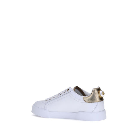 Dolce & Gabbana White Calf Leather Bos Taurus Low Top Sneakers Dolce & Gabbana