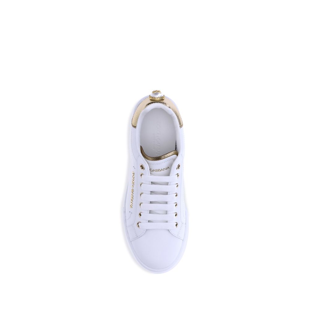 Dolce & Gabbana White Calf Leather Bos Taurus Low Top Sneakers Dolce & Gabbana