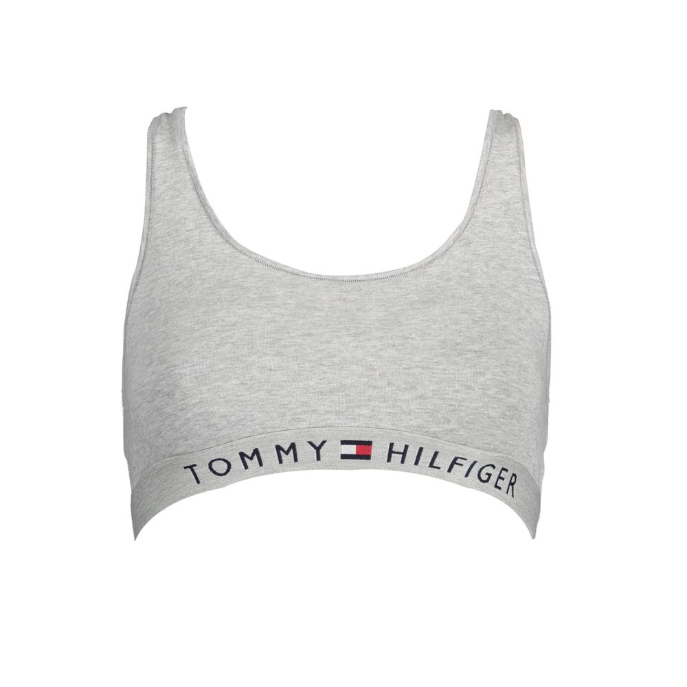 Tommy Hilfiger Gray Cotton Women Sports Bra Tommy Hilfiger