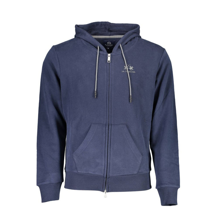 La Martina Blue Cotton Men's Hooded Sweater La Martina