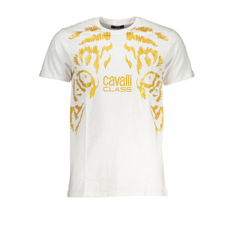 Cavalli Class Bianco Cotton Men T-Shirt Cavalli Class