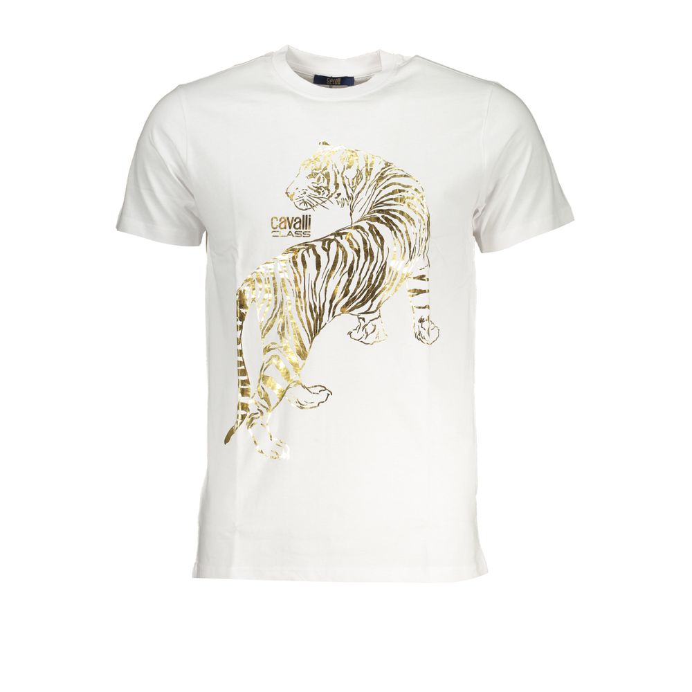 Cavalli Class Bianco Cotton Men T-Shirt Cavalli Class