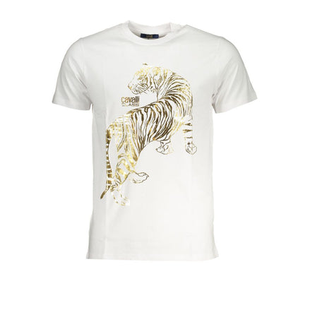 Cavalli Class Bianco Cotton Men T-Shirt Cavalli Class