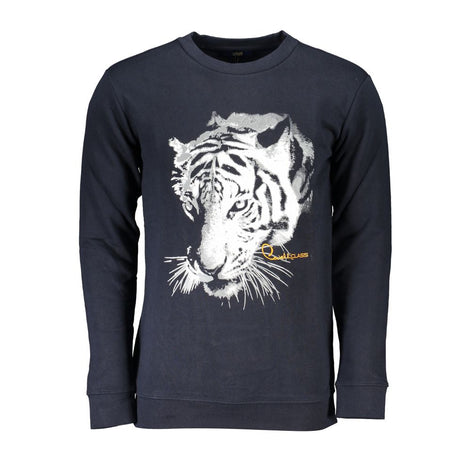 Cavalli Class Blue Cotton Men Sweatshirt Cavalli Class