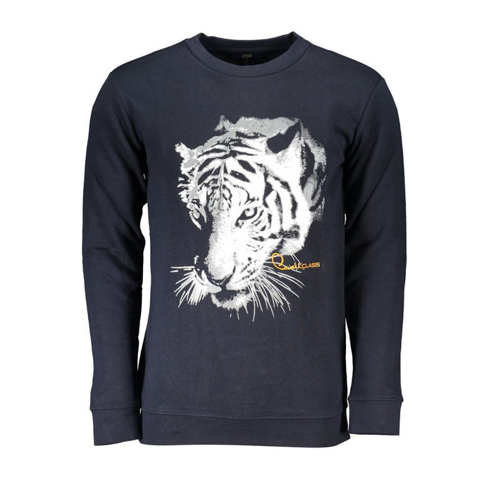 Cavalli Class Blue Cotton Men Sweatshirt Cavalli Class