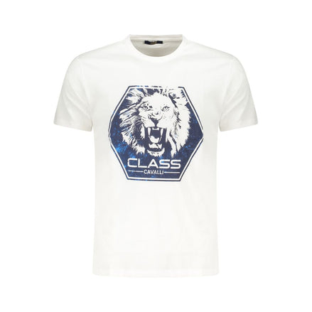 Cavalli Class Bianco Baumwoll-Herren-T-Shirt