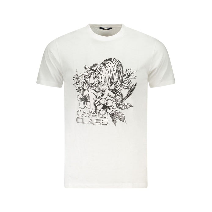 Cavalli Class Bianco Cotton Men T-Shirt