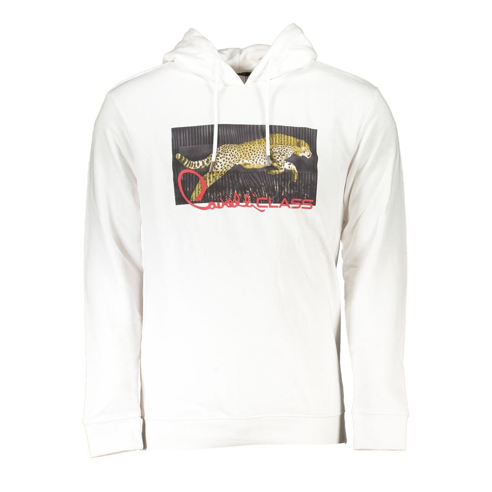 Cavalli Class Bianco Cotton Men Sweatshirt Cavalli Class