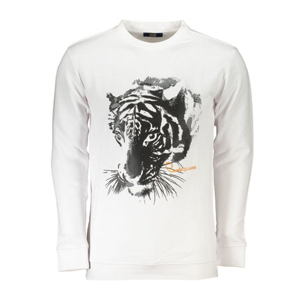 Cavalli Class White Cotton Men Sweatshirt Cavalli Class