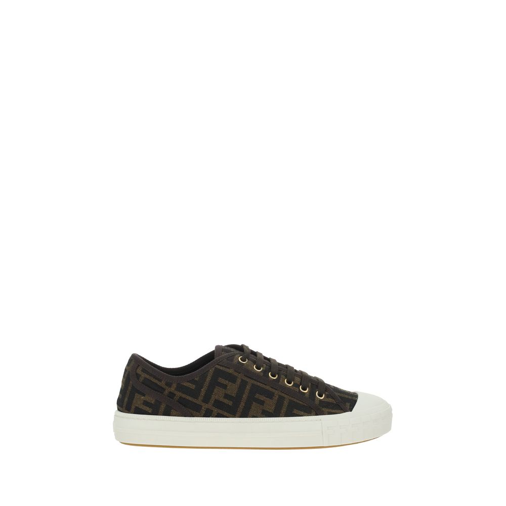 Fendi Brown Polyamide Low Top Sneakers Fendi