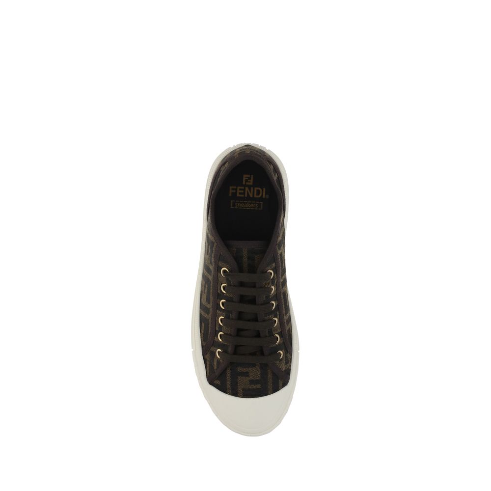 Fendi Brown Polyamide Low Top Sneakers Fendi