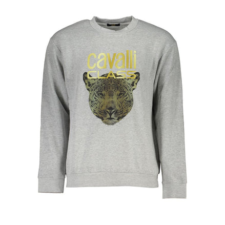 Cavalli Class Gray Cotton Men Sweater Cavalli Class