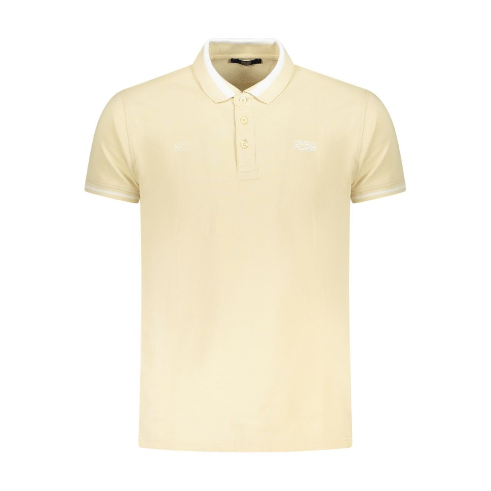 Cavalli Class Beige Cotton Men Polo Shirt Cavalli Class