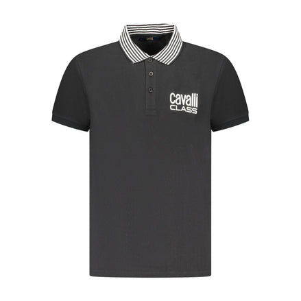 Cavalli Class Black Cotton Men Polo Shirt Cavalli Class