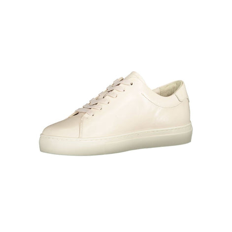 Tommy Hilfiger Beige Leather Women Sneaker Tommy Hilfiger
