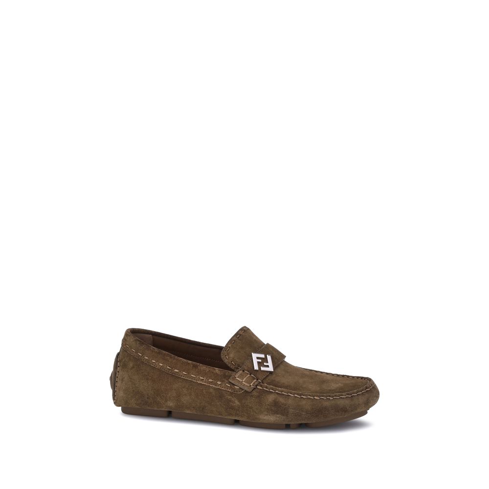 Fendi Brown Rubber Slip-On Loafers Fendi