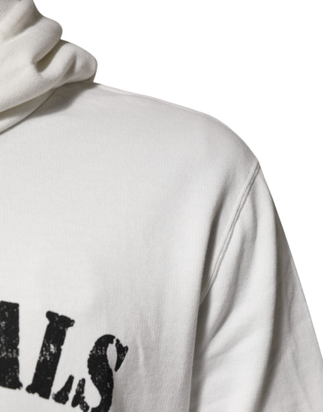 Dolce & Gabbana White Cotton DG ROYAL Print Hooded Sweater Dolce & Gabbana
