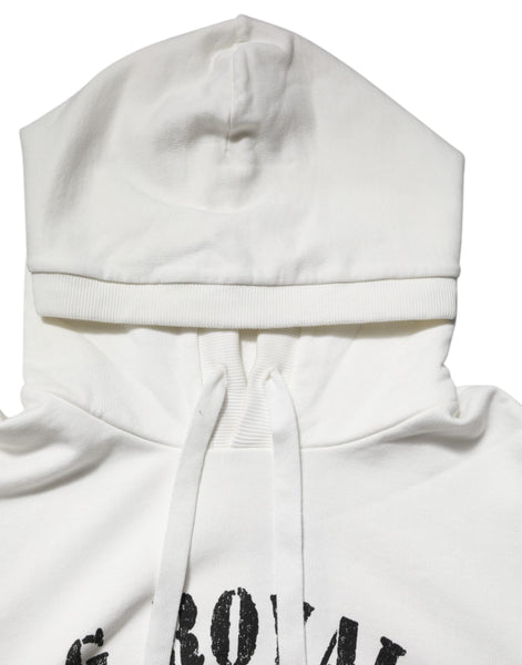 Dolce & Gabbana White Cotton DG ROYAL Print Hooded Sweater Dolce & Gabbana